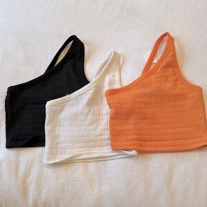 Pack of 3 XS one shoulder crop tops